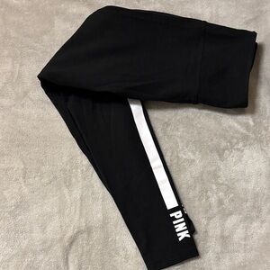 PINK Victoria's Secret Black Leggings with White Accent